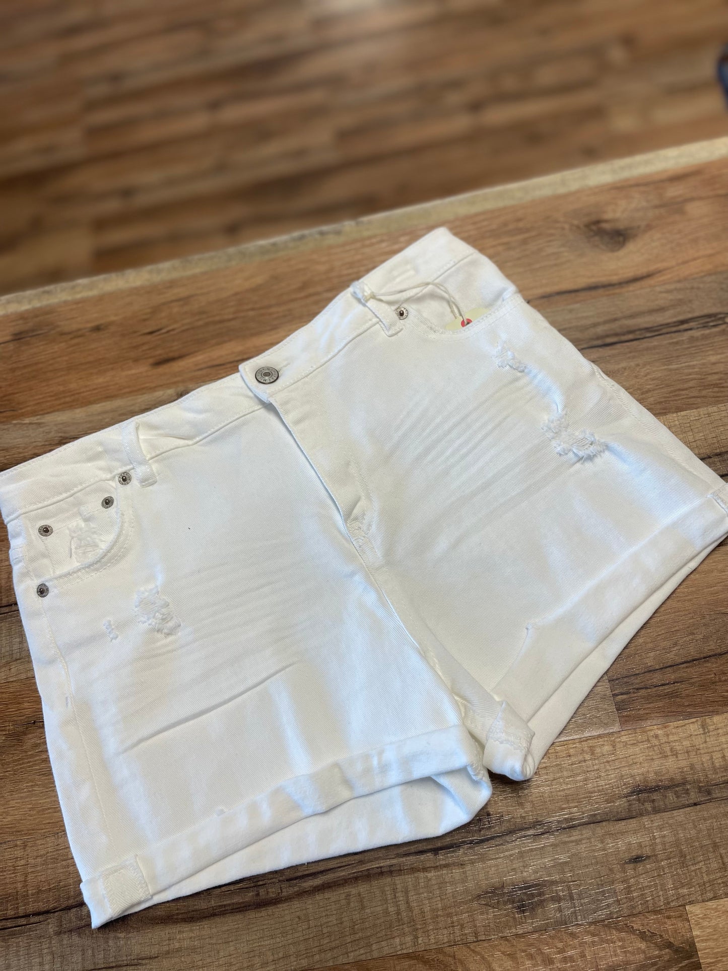 White Folded Hem Shorts