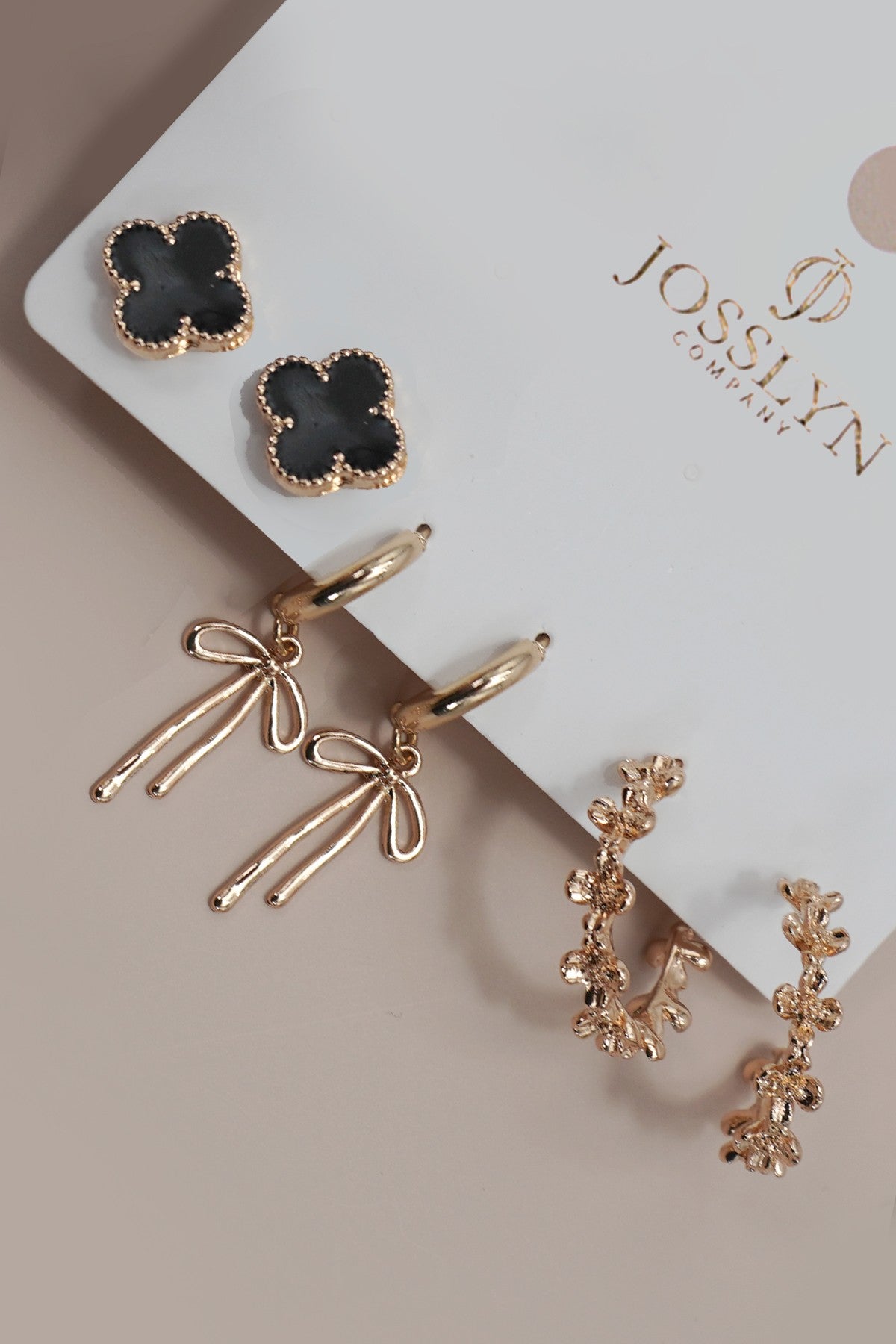 Josslyn Clover Hoop and Bow Earrings