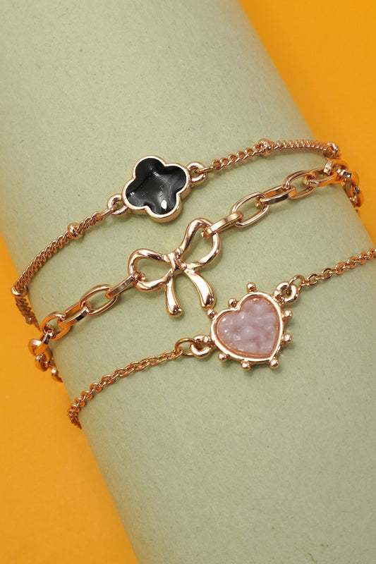 Josslyn Clover Bow and Heart Bracelet