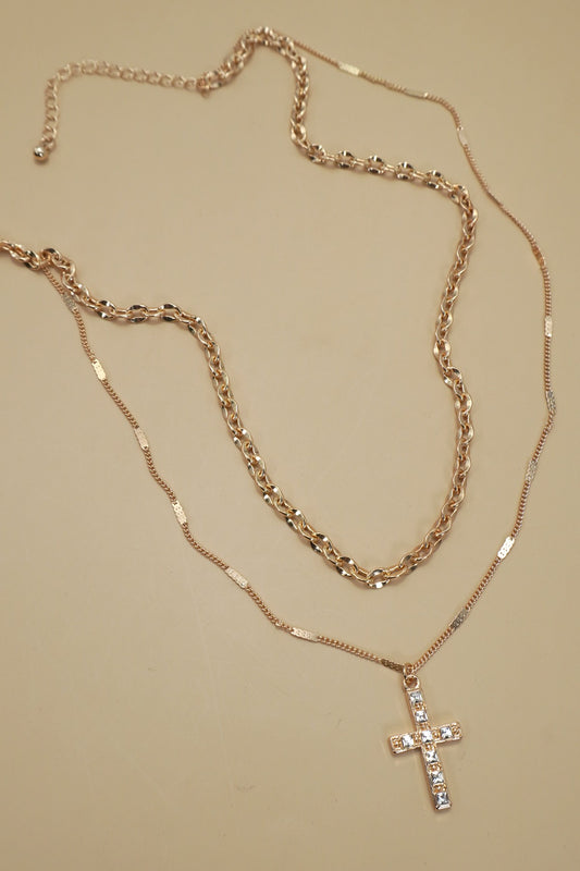 Josslyn Rhinestone Cross Necklace