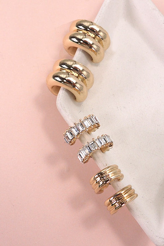 Josslyn Stone Double Hoop Trio