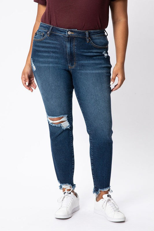Lightly Distressed Dark Plus Size Jeans