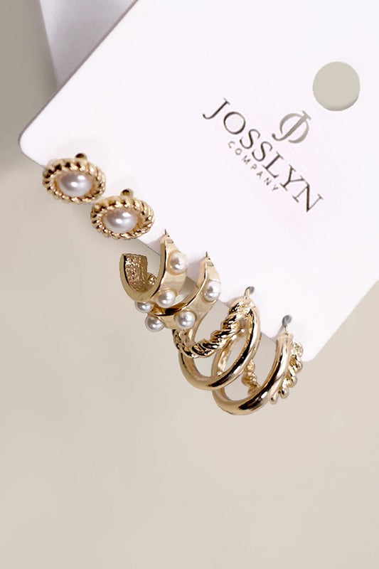 Pearl and Gold Earring Trio