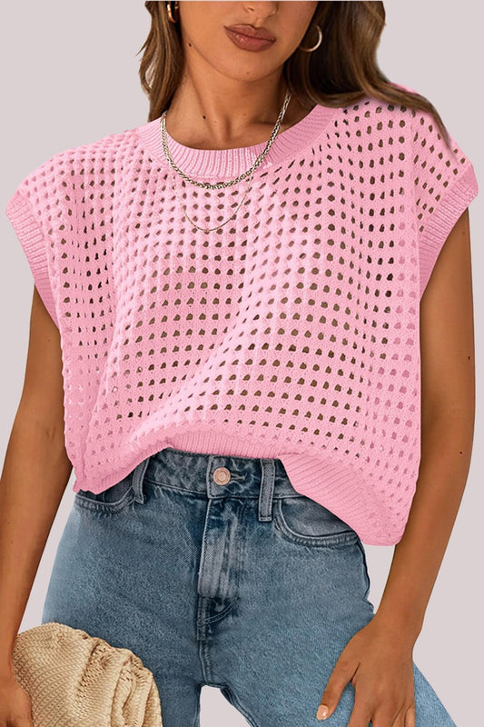 Pink Open Knit Top