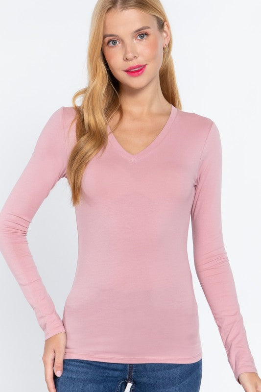 Pink V Neck Basic