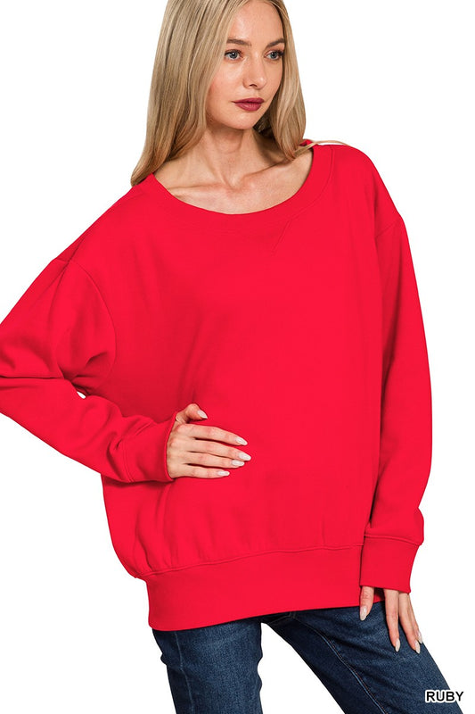 Red Boatneck Sweatshirt