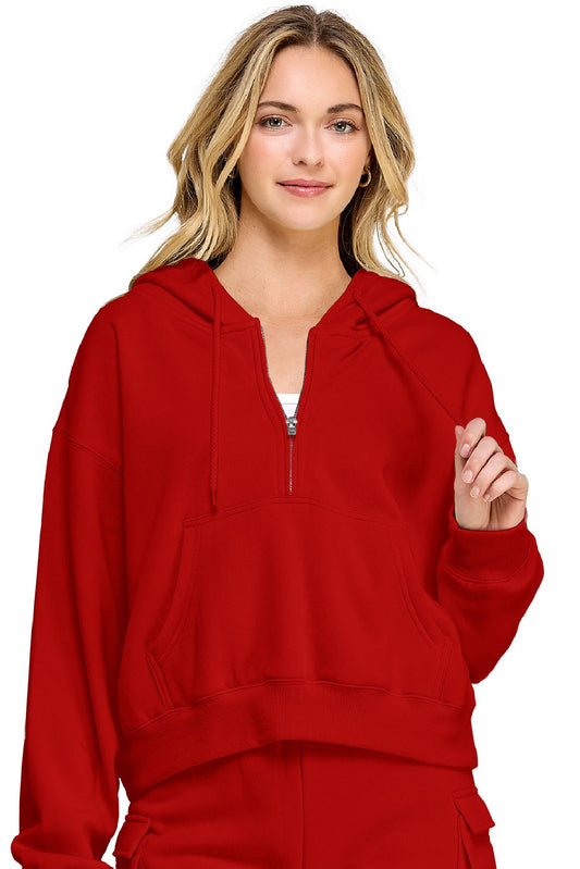 Red Half Zip Hoodie