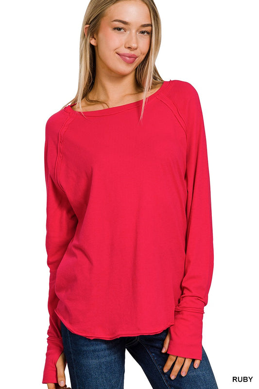 Red Raglan Sleeve Top