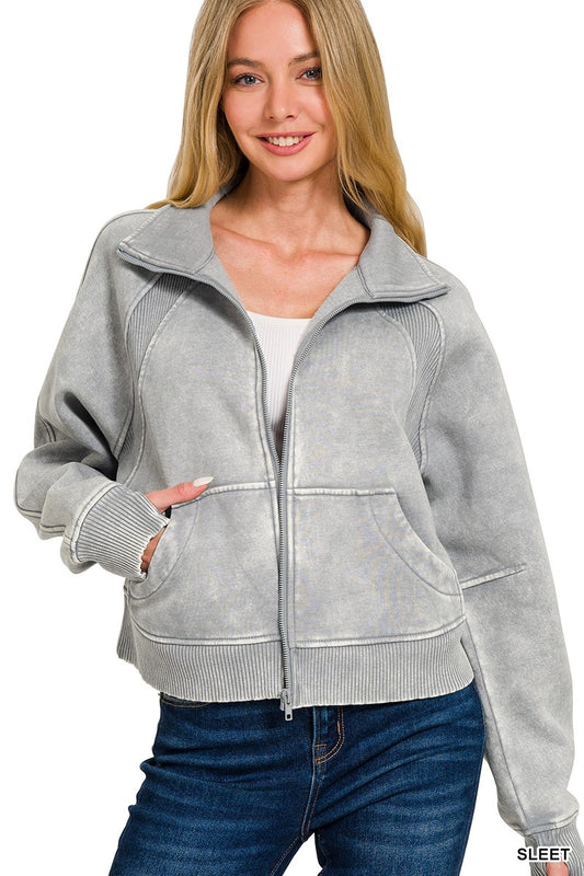 Sleet Acid Wash Zip Up