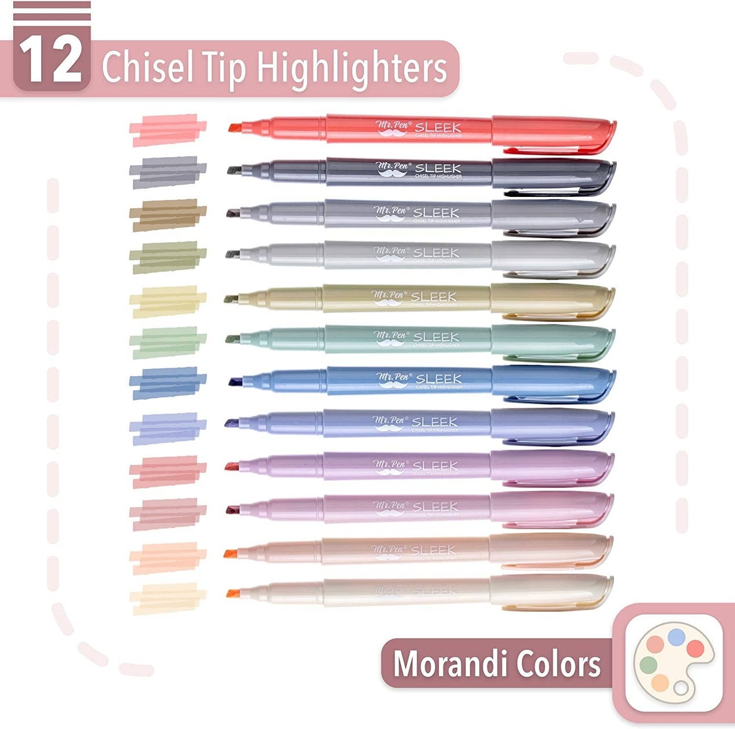 Morandi Highlighters 12 Pack Chisel Tip