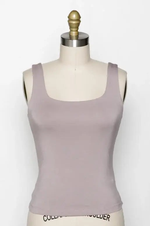 Double Layer  Square Neck Tank Top