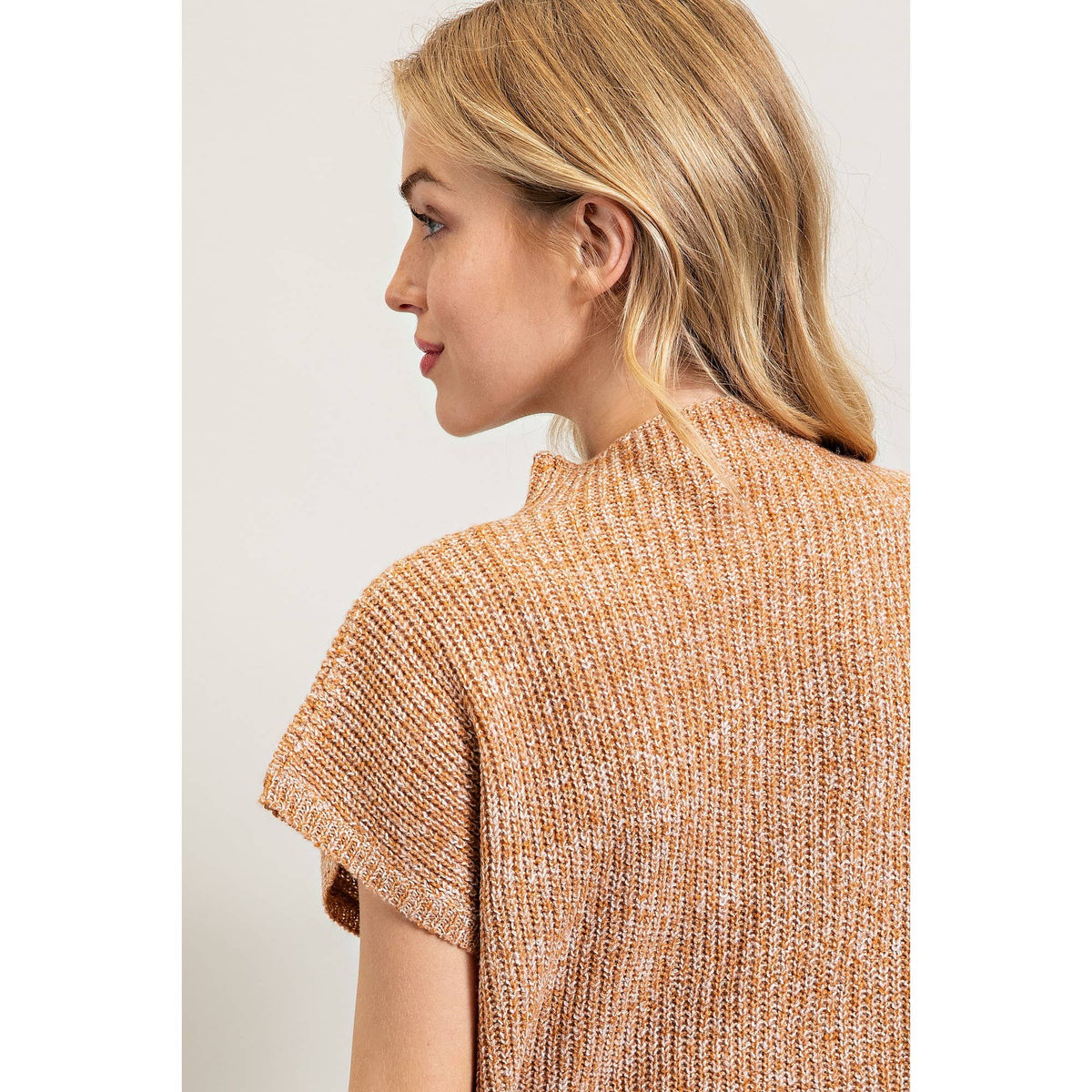 DROP SHOULDER RIB-KNIT SWEATER TOP