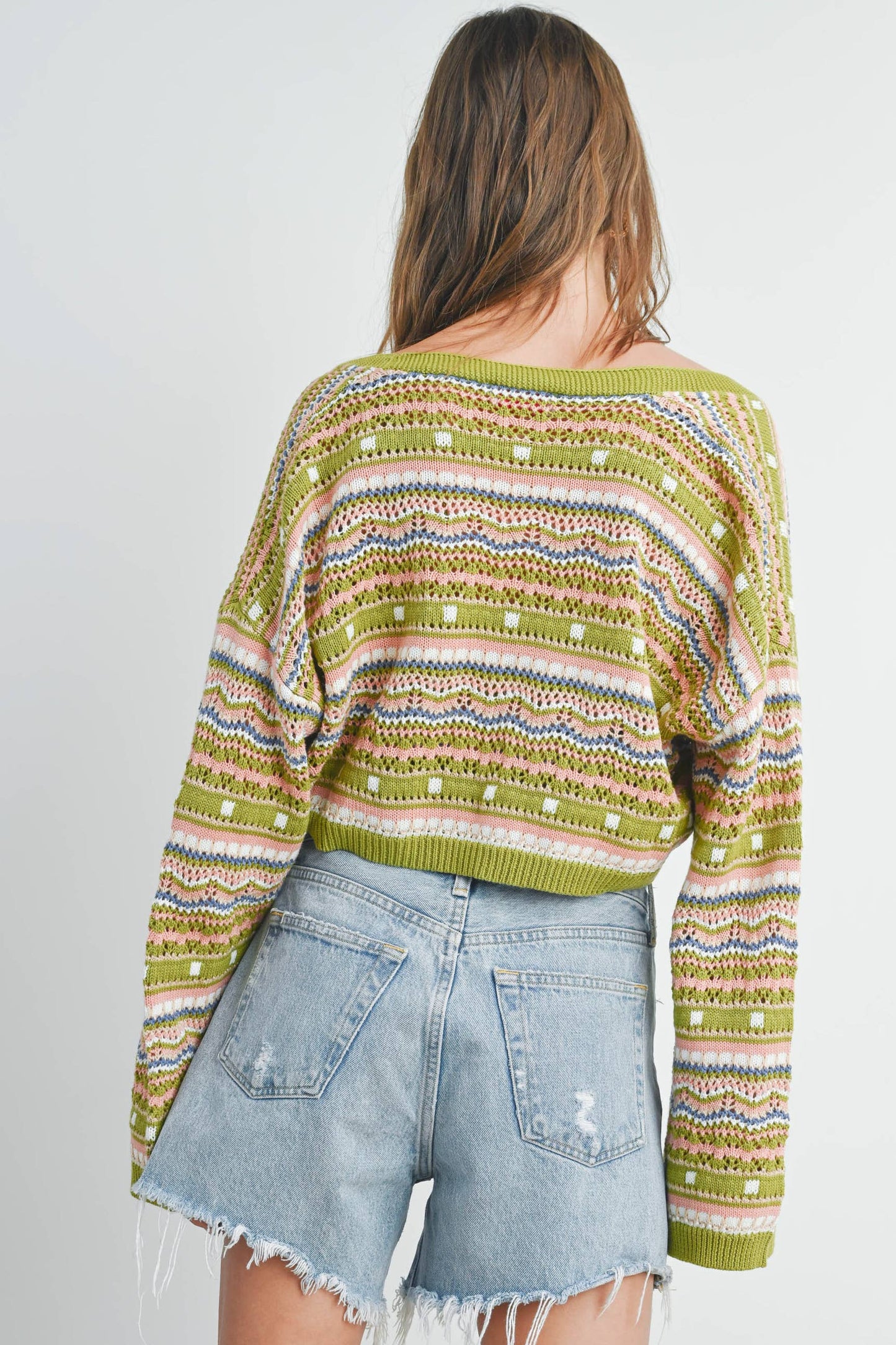 Striped and Geo Pattern Cardigan