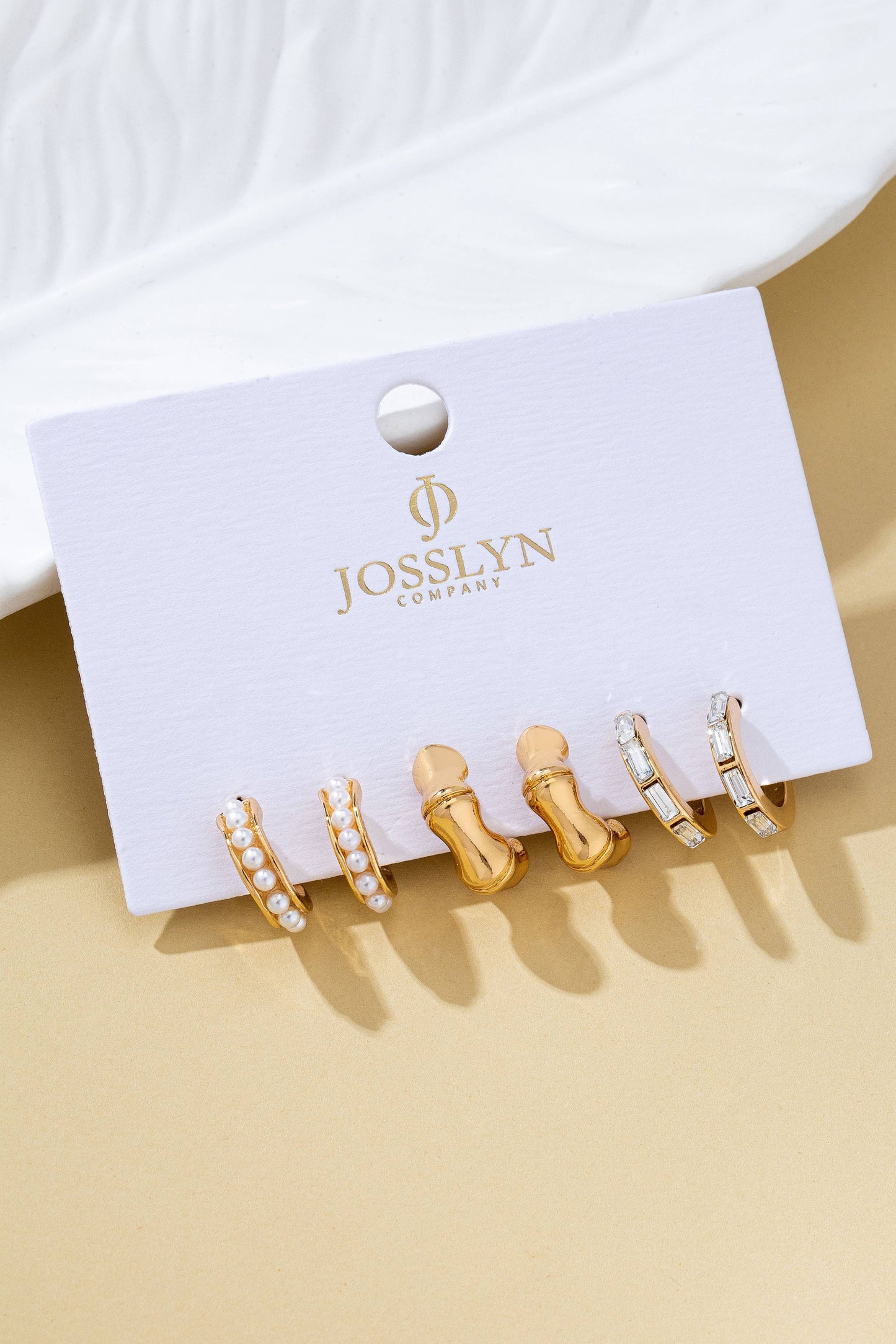 Pearl Rhinestone Multi Hoop Trio Earrings