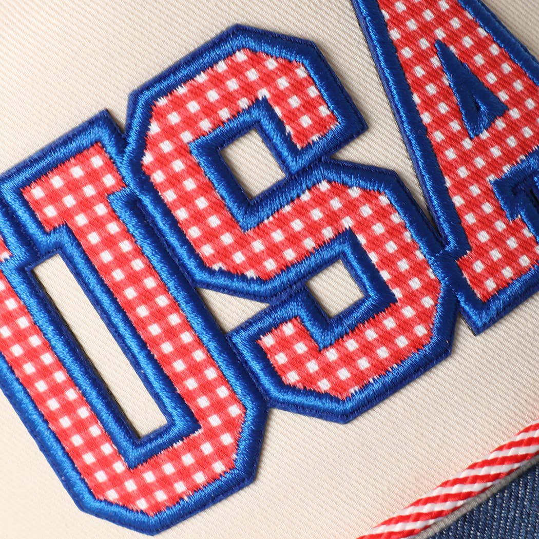 USA Gingham Denim Brim Trucker Hat