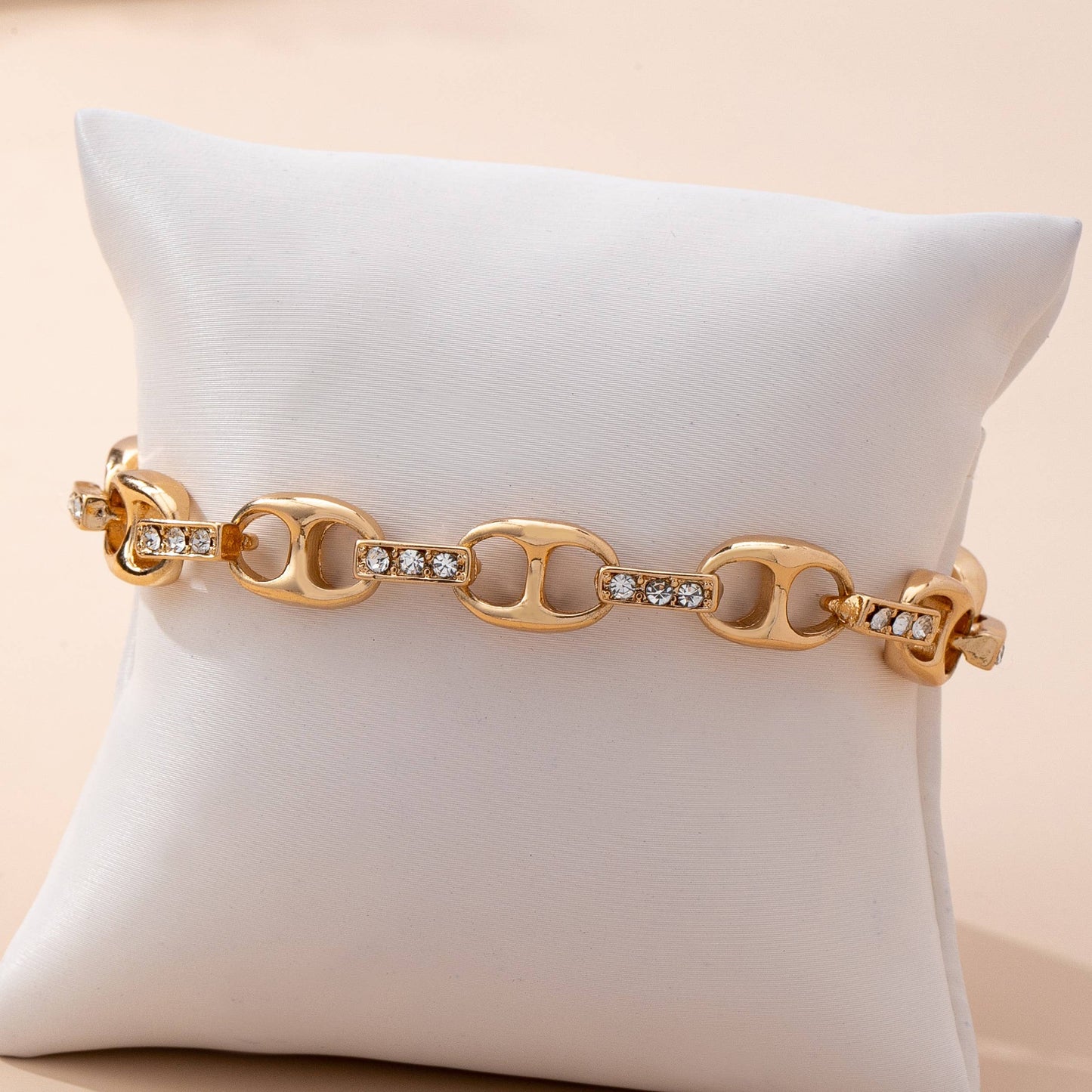Sparkling Gold Link Chain Bracelet | 80B1657: GOLD