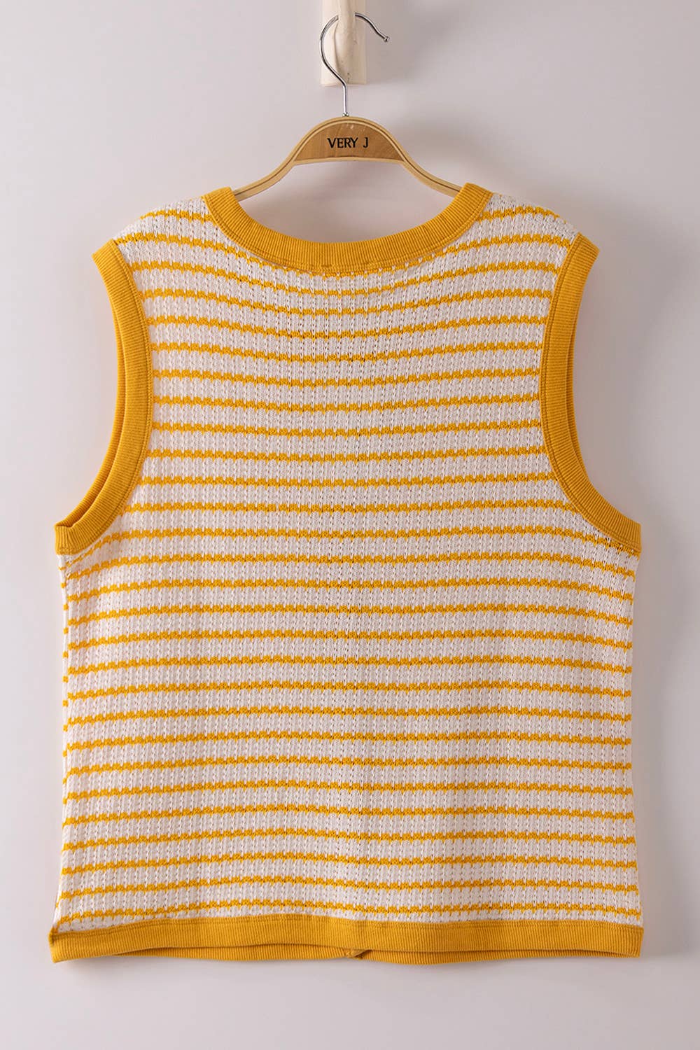 Stripe Knit Button Down Top: YELLOW
