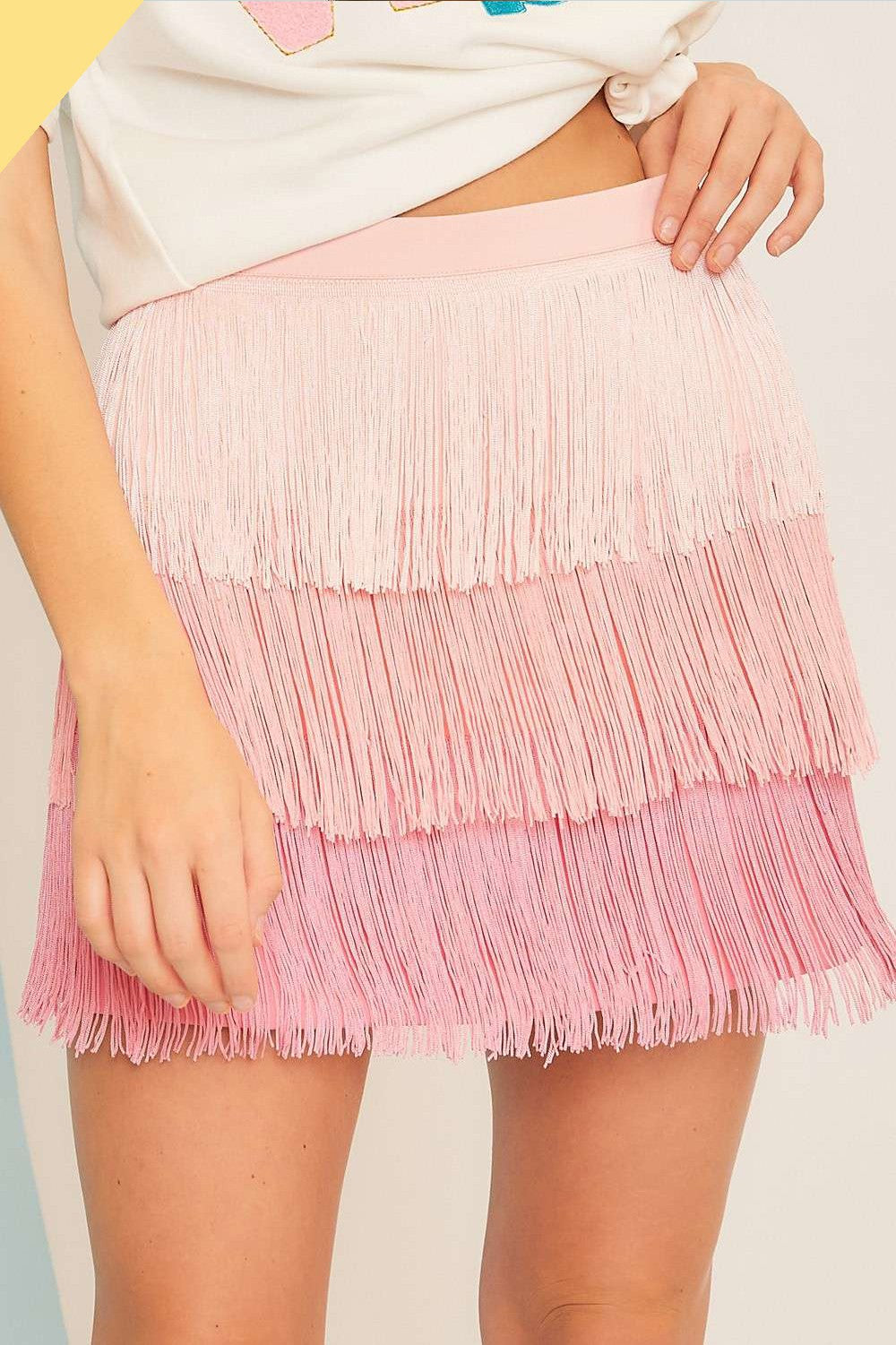 Multi Pink Fringe Skirt