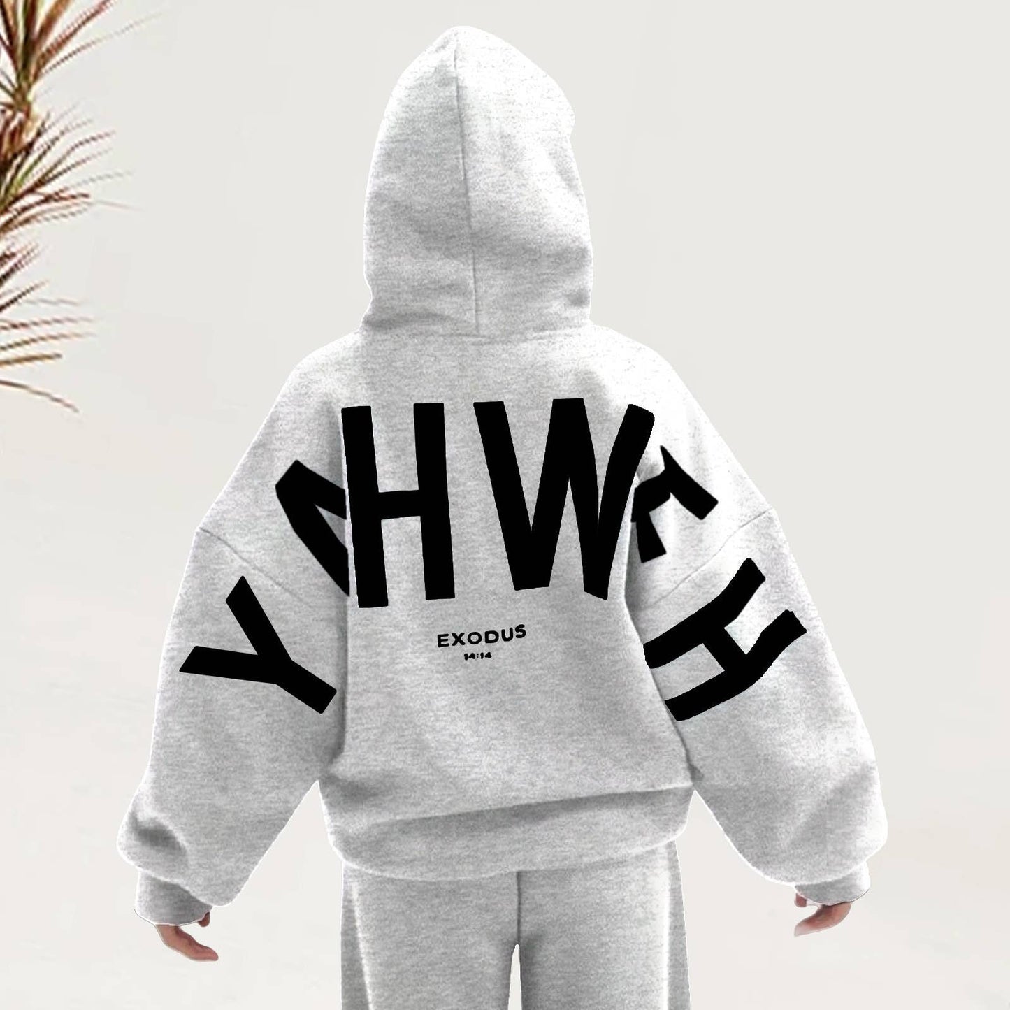 Athleisure Yahweh Letter Print Hooded Sweatshirt: Coffee