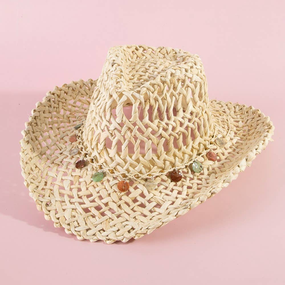 Basket Weave Western Assorted Discs Cowboy Hat