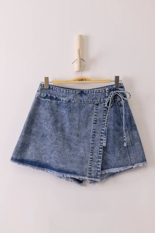 Washed Denim Skort