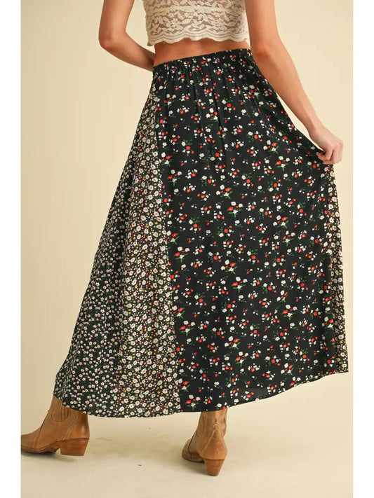 Black Floral Skirt