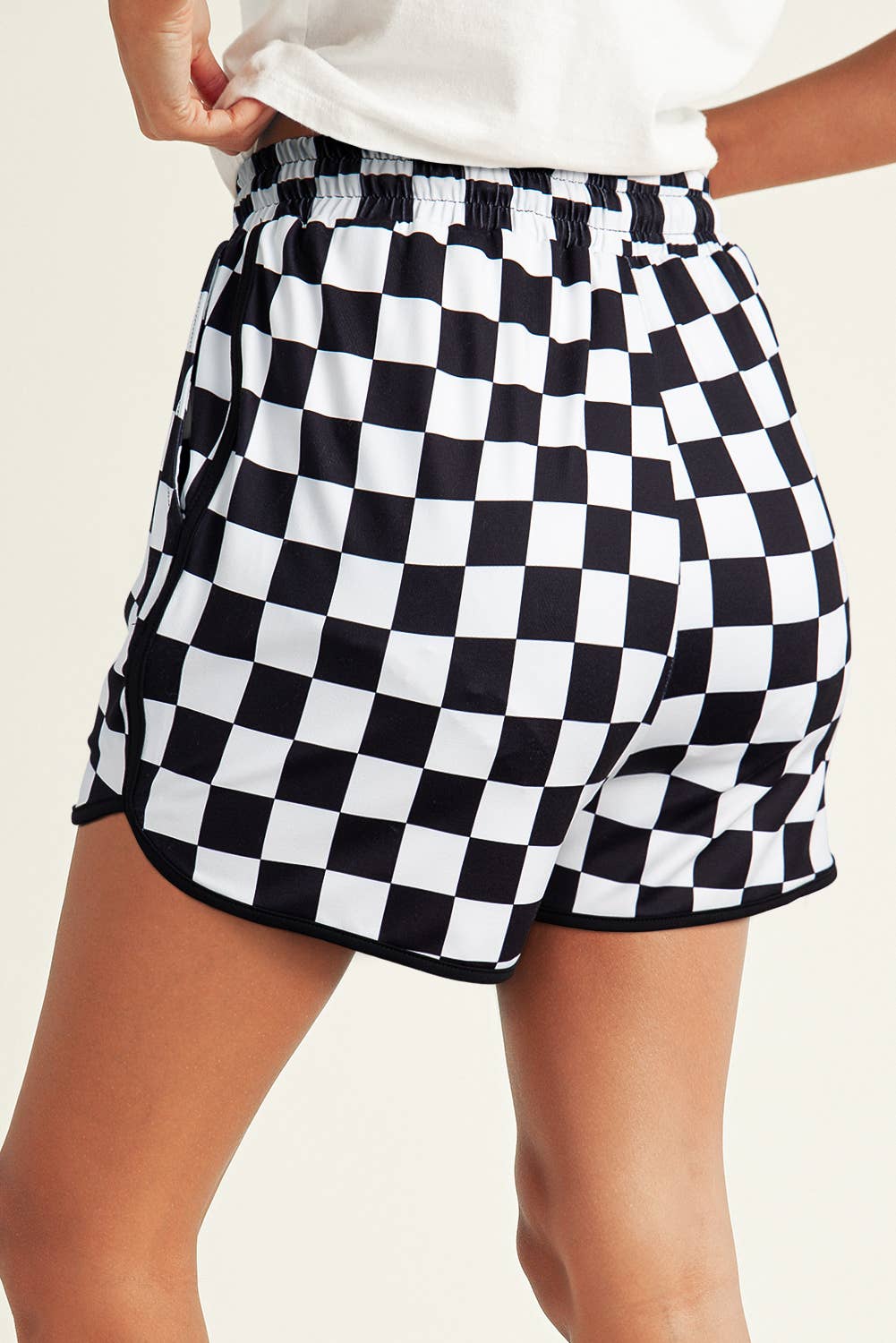 Checkered Drawstring Casual Shorts