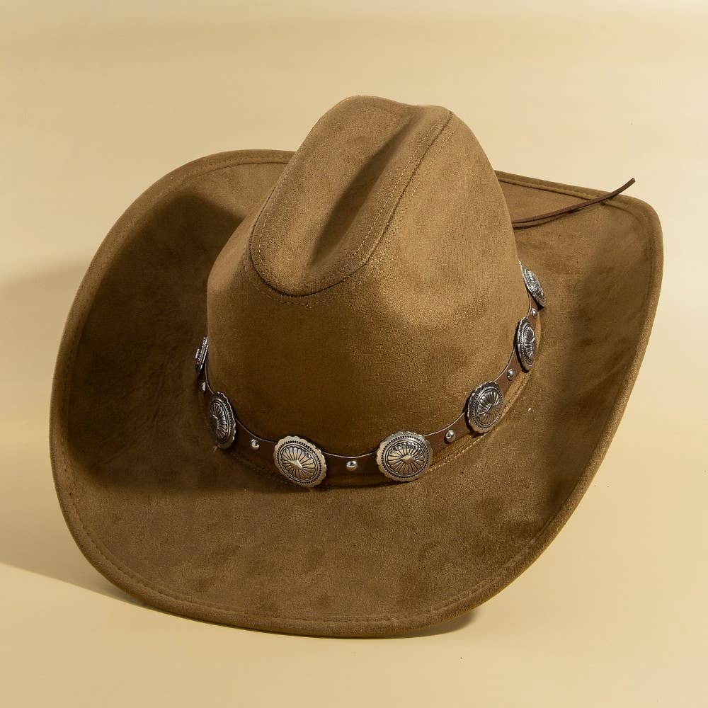 Round Concho Disc Belt Western Cowboy Hat