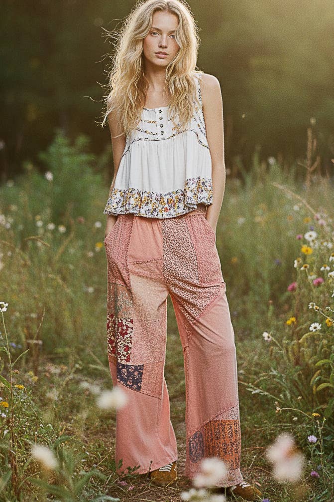 Floral Trim Boho Tank Top