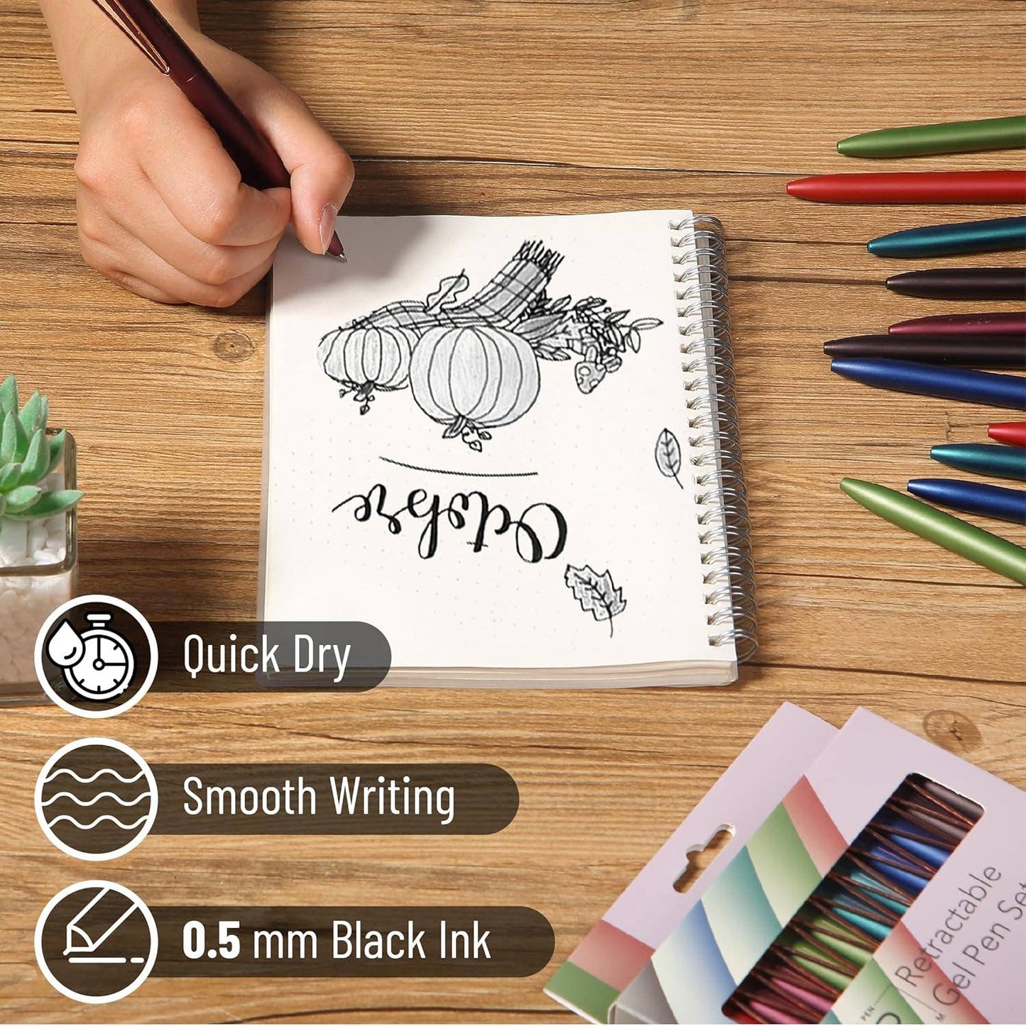 Mr. Pen Retractable Gel Pens - 12 Pack, Black Ink