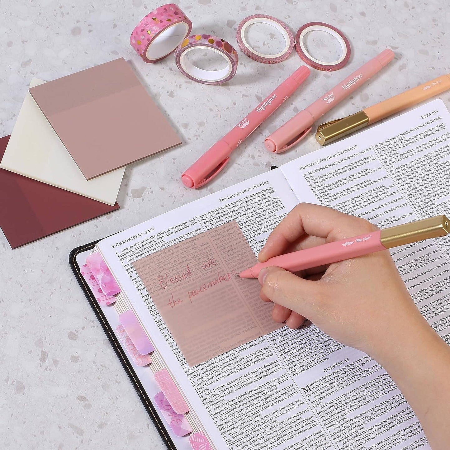 Pink Bible Journaling Kit, Bible Highlighters and Pens No