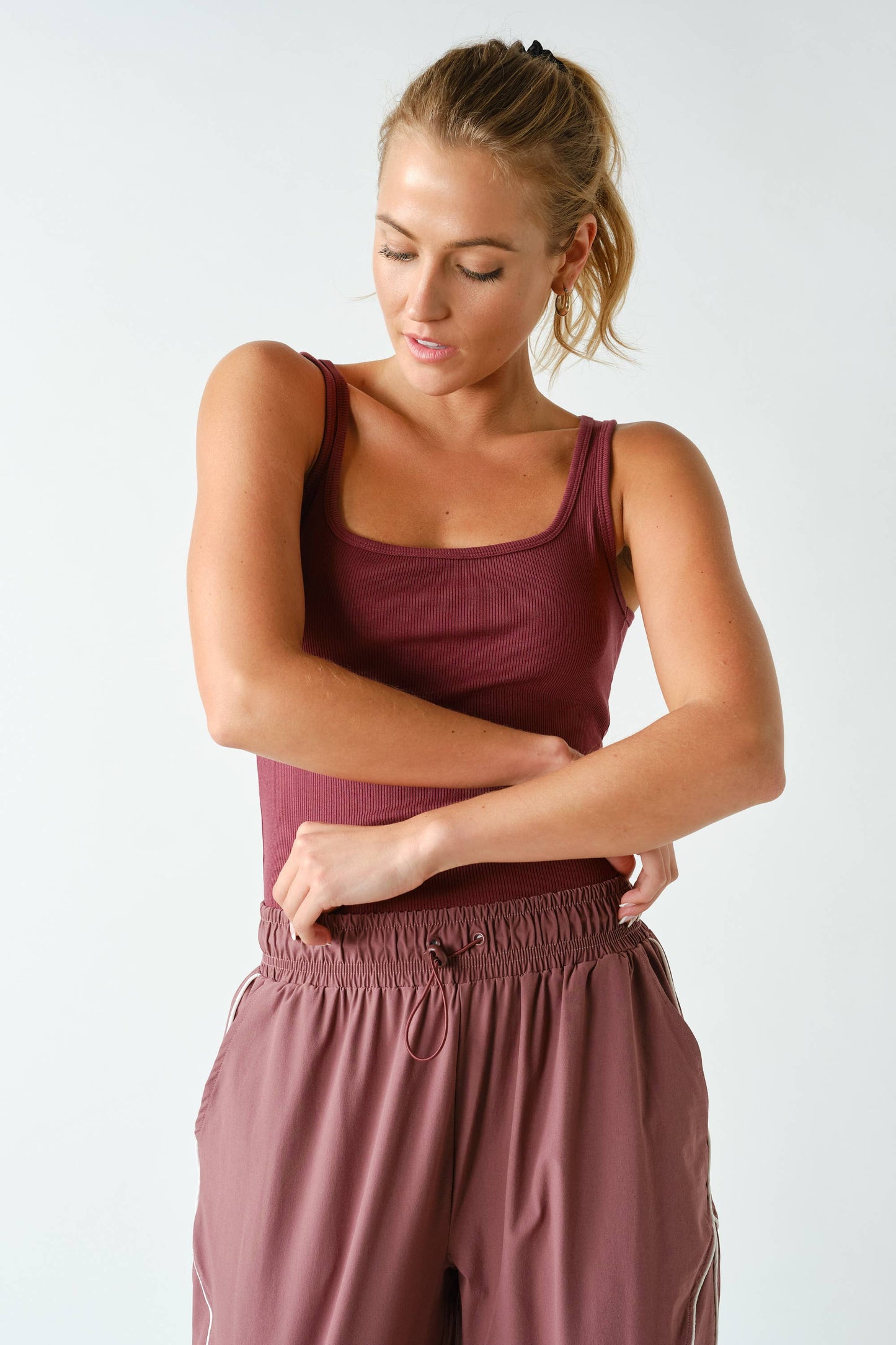 Square Neck Ribbed Tank Top
