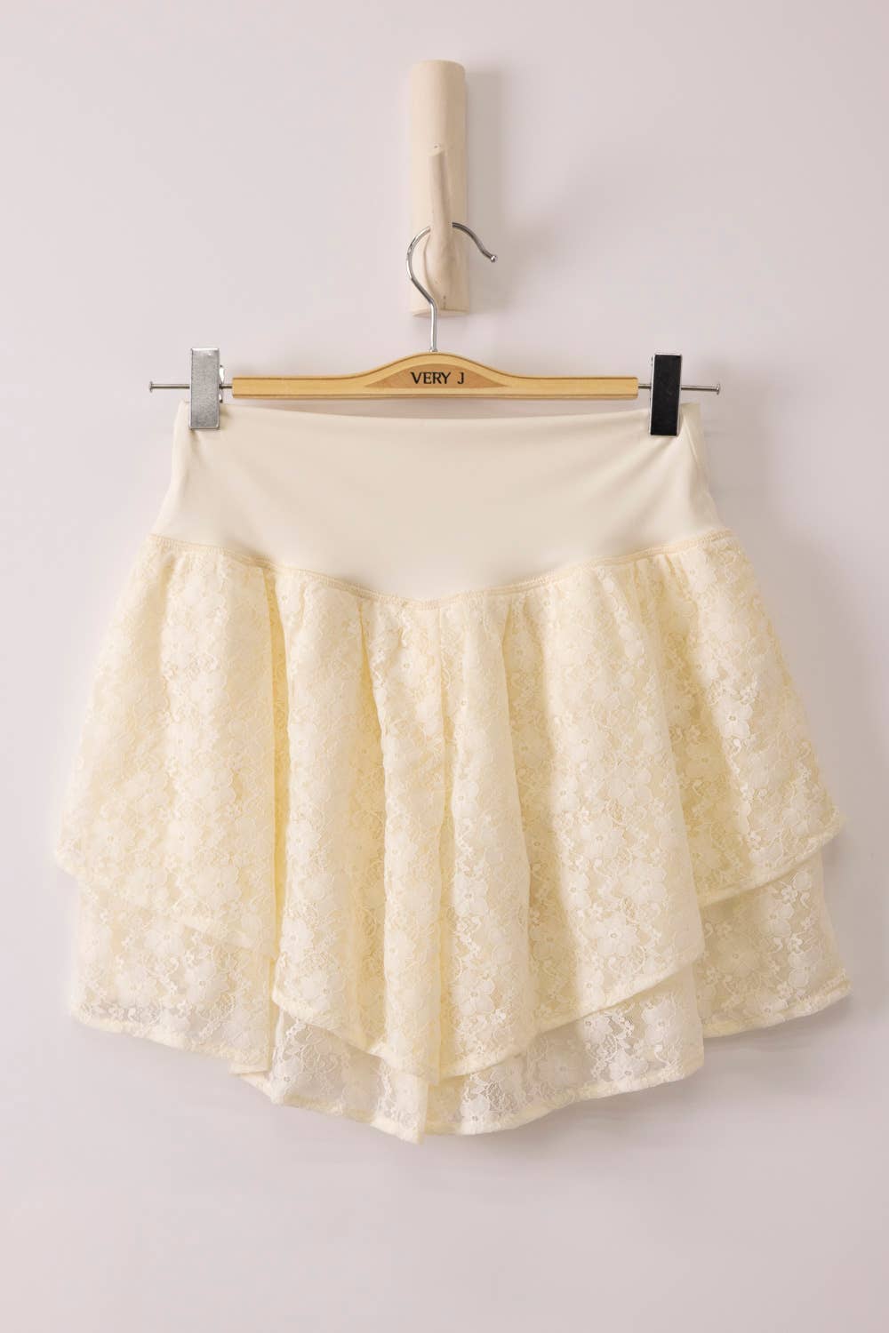 Cream Double Layered Lace Skort