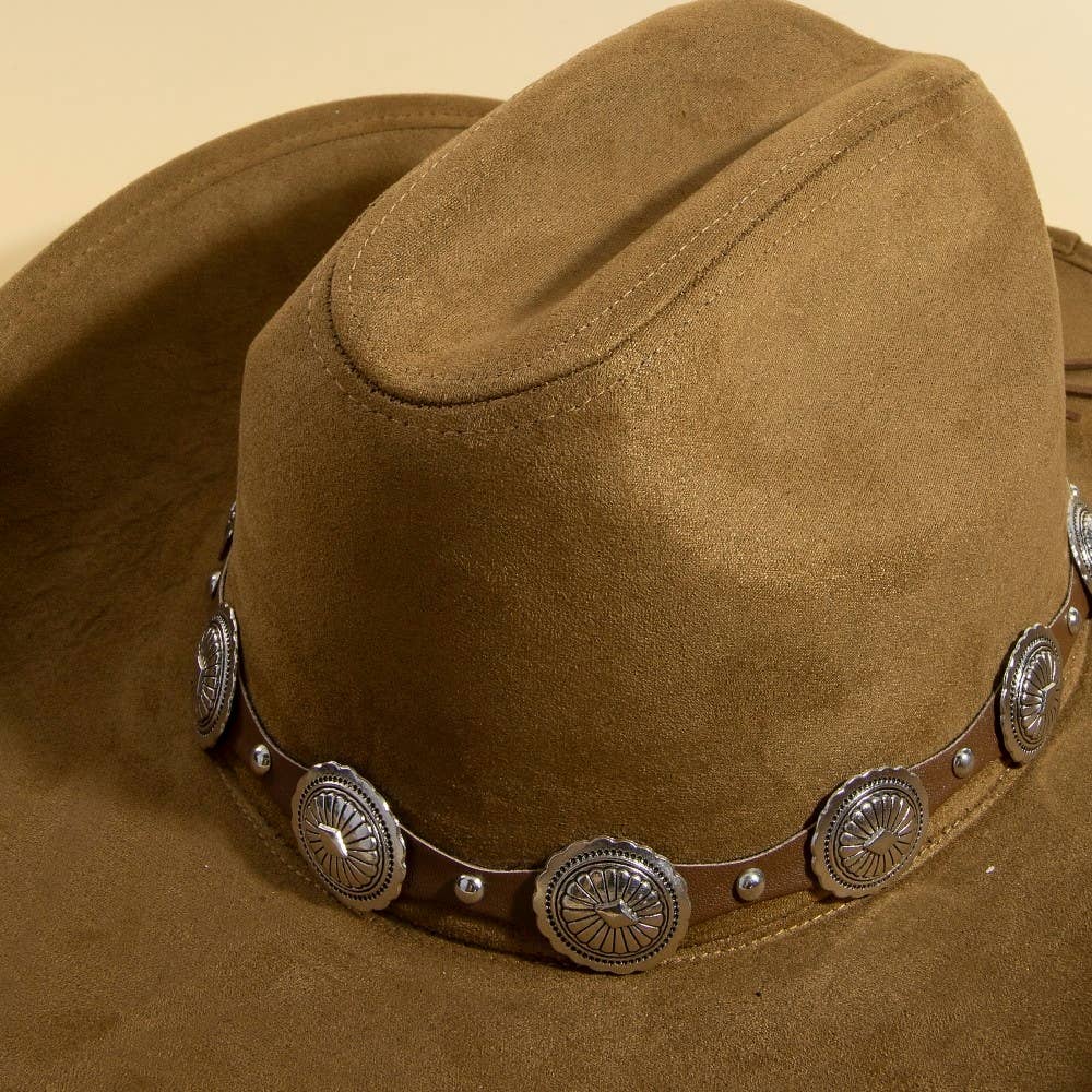 Round Concho Disc Belt Western Cowboy Hat