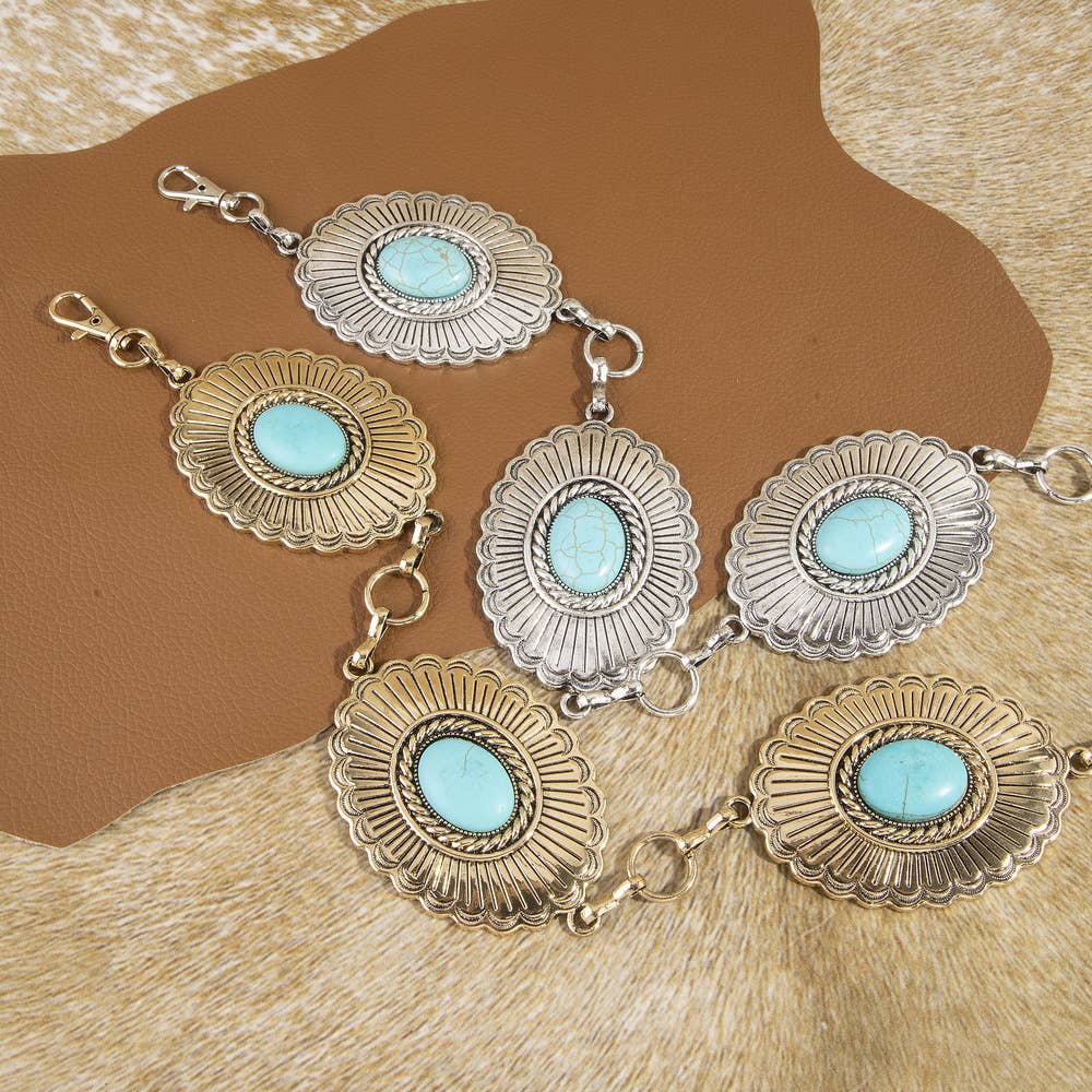 Sunburst Turquoise Concho Wide Chain Belt