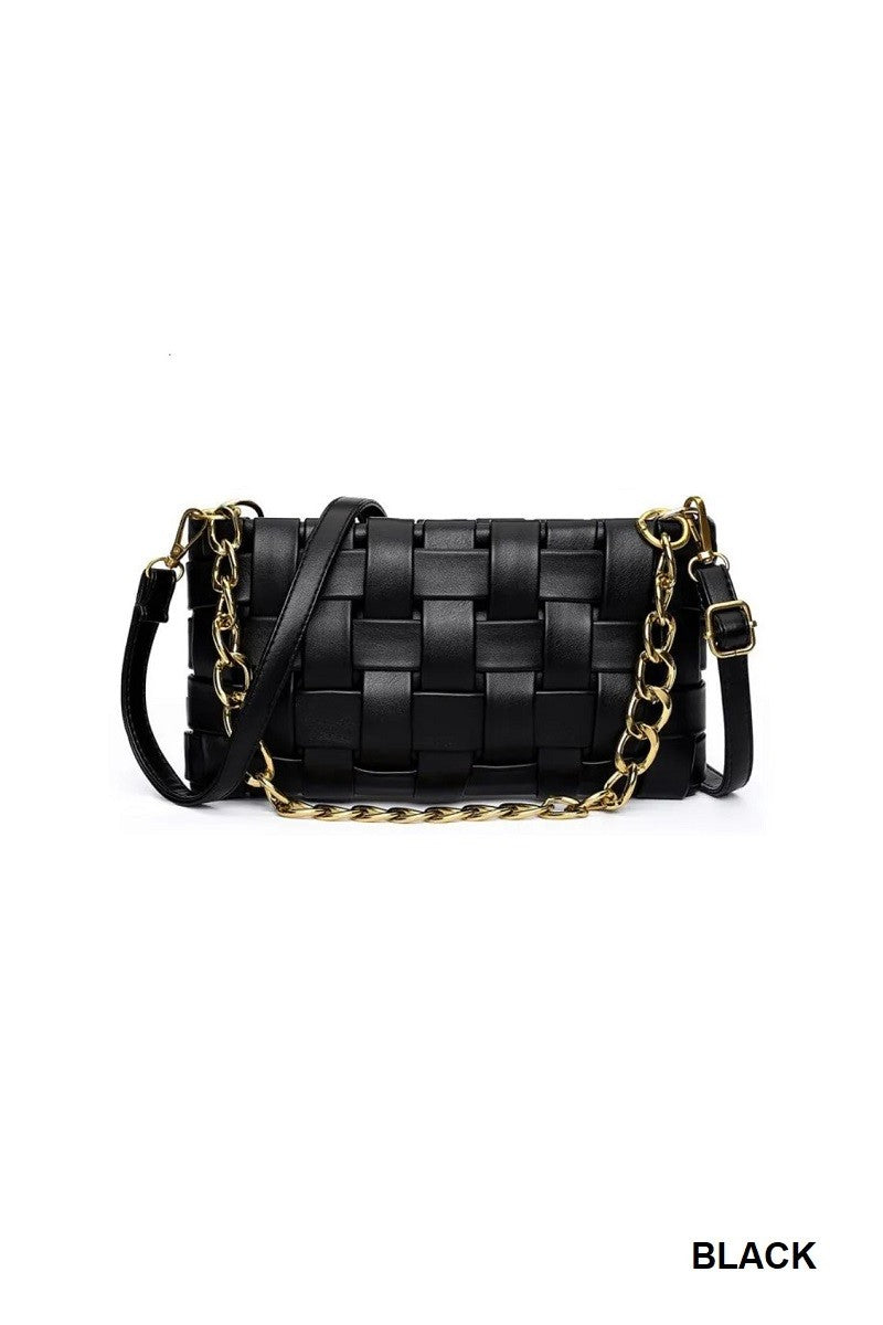 Black Woven Shoulder Bag