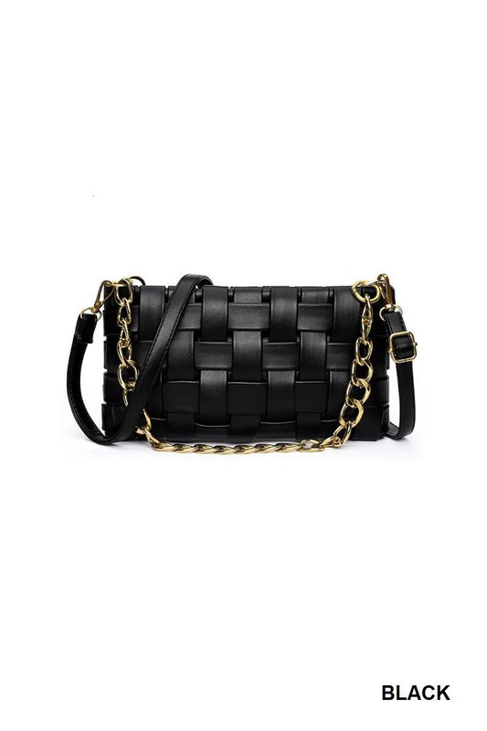 Black Woven Shoulder Bag
