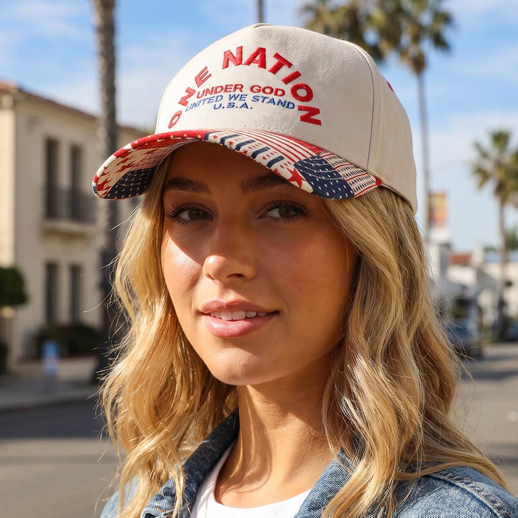 "ONE NATION UNDER GOD" Patchwork Trucker Hat