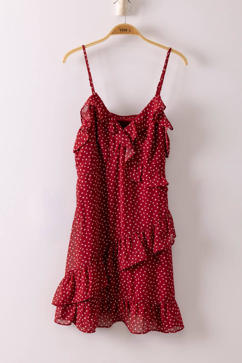 Ruffled Dotted Woven Mini Dress