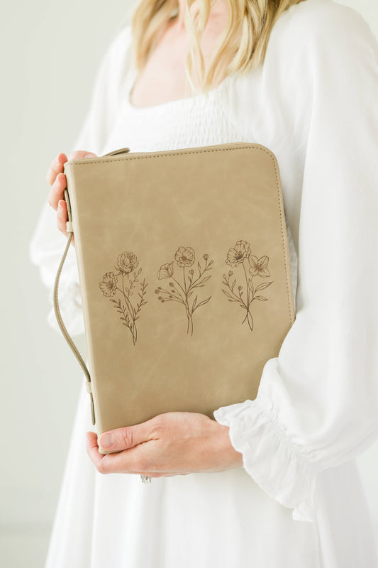 Bible Cover, Vegan Leather Bible Case, Trio Floral