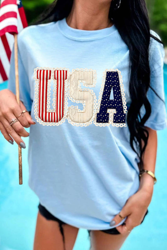 4th of July USA Patriotic Printed T-Shirt