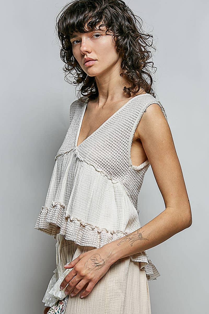 Sleeveless Cropped Babydoll Top