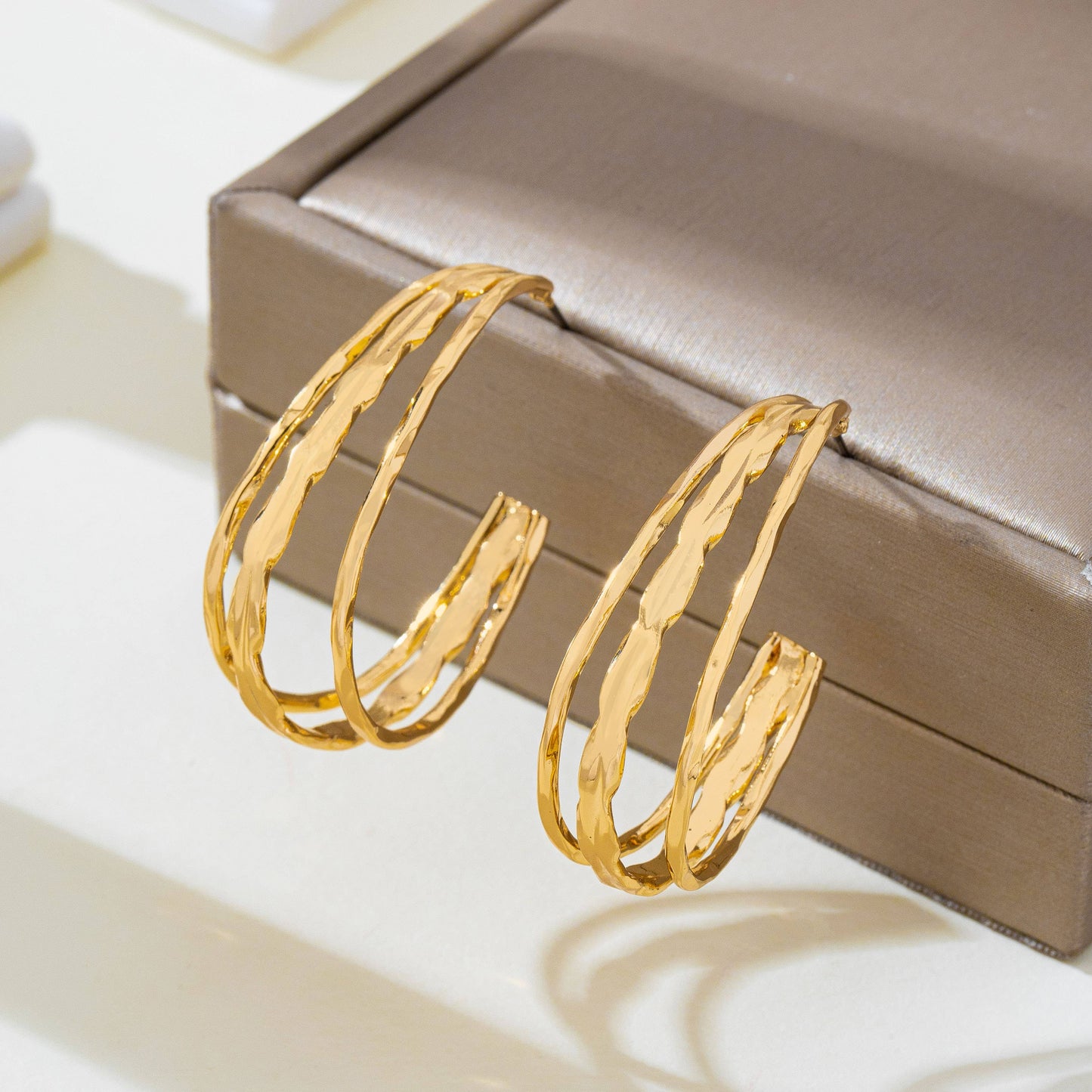 Gold-Tone Triple Layer Hoop Earrings