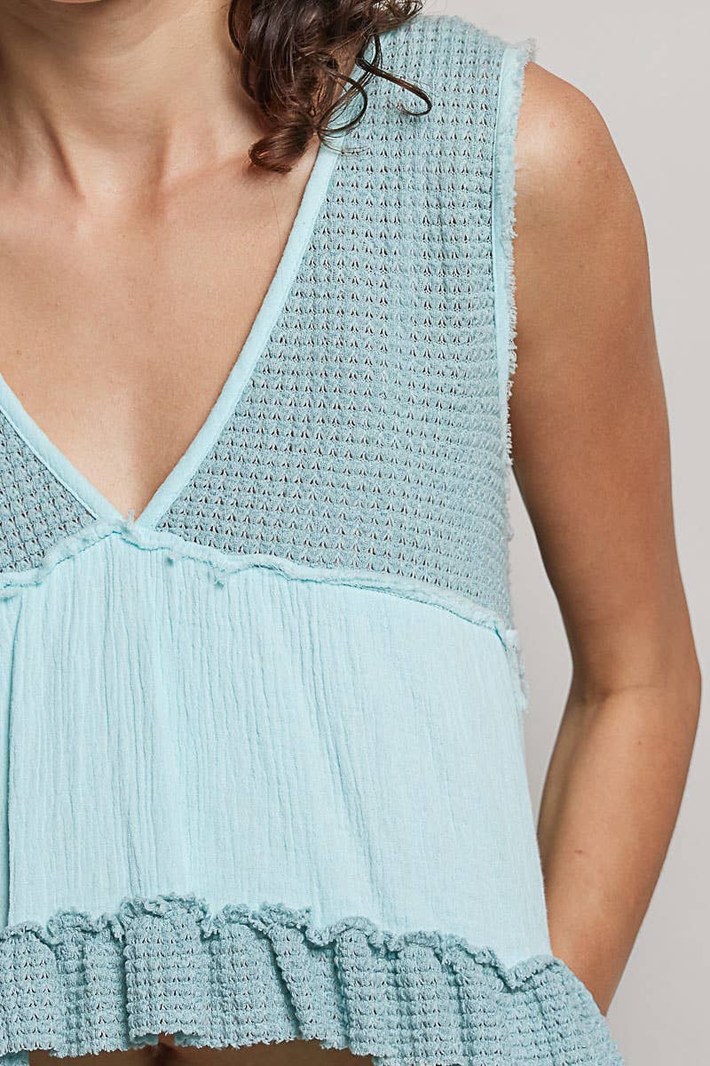 Sleeveless Cropped Babydoll Top