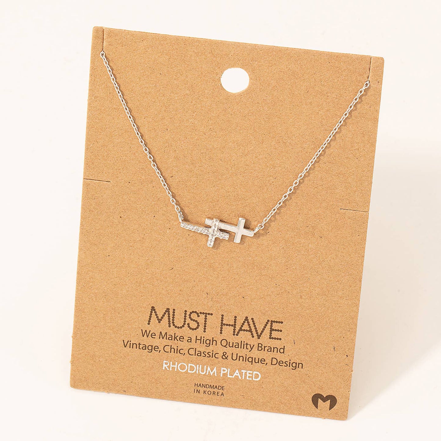 Double Cross Pendant Necklace