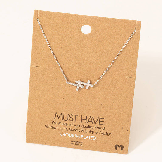 Double Cross Pendant Necklace