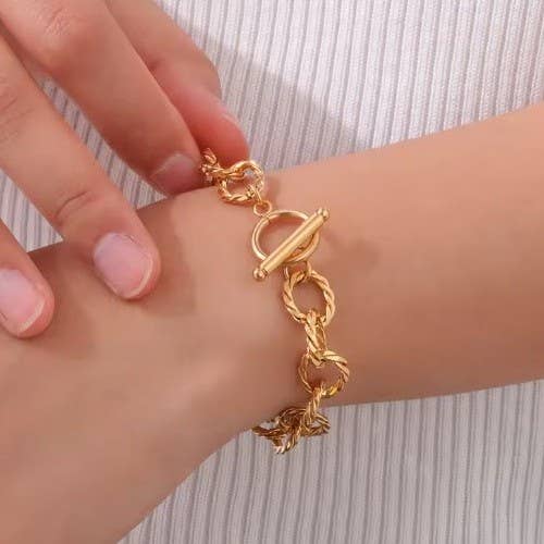 18K STAINLESS STEEL TARNISH FREE CHAIN BRACELET |  GOLD