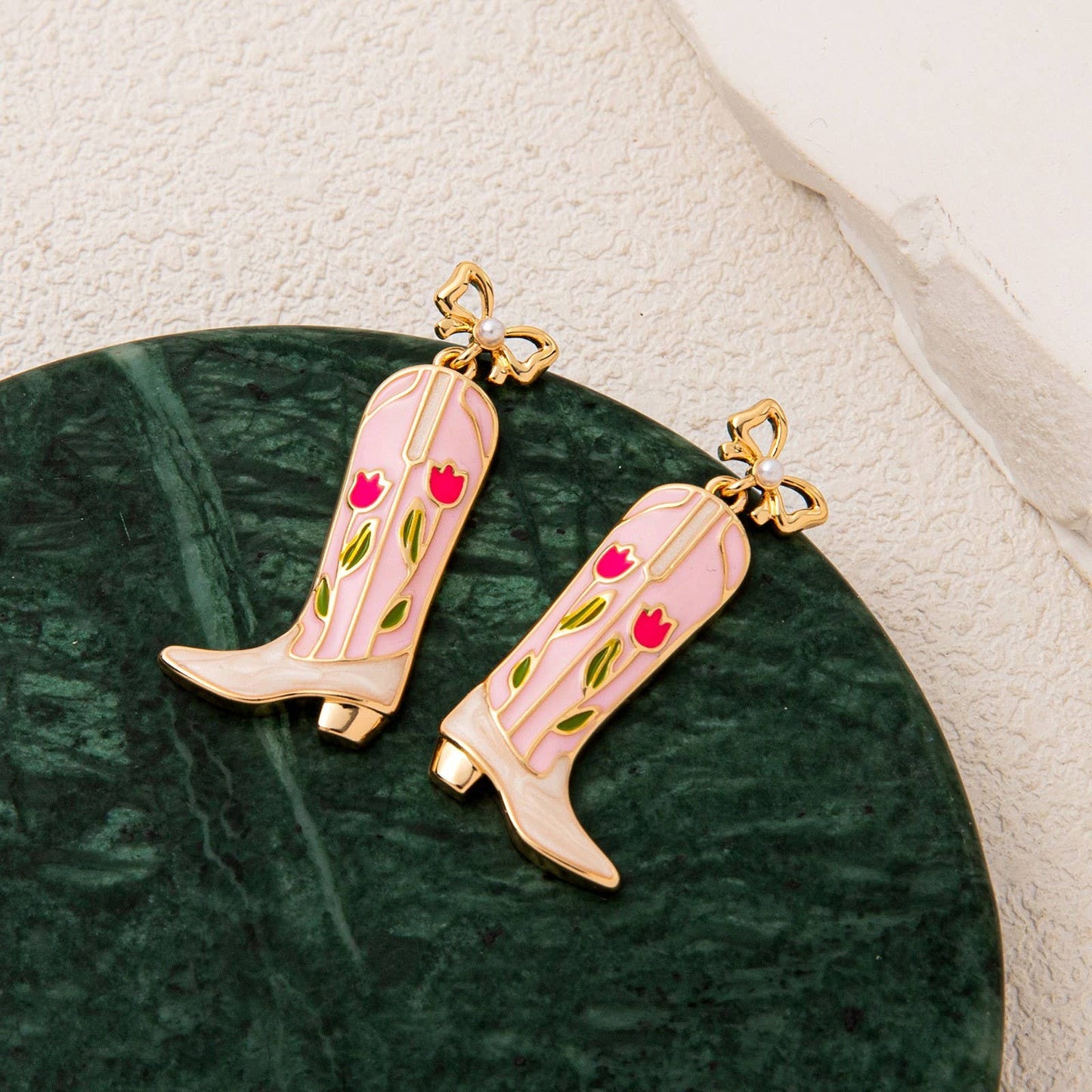 Western Floral Cowboy Boot Earrings