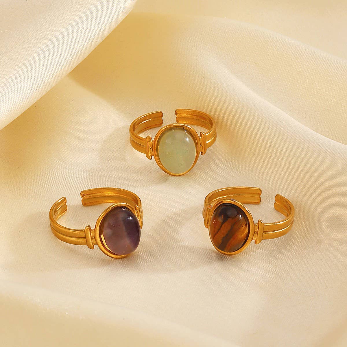 18K STAINLESS STEEL TARNISH FREE STONE RING