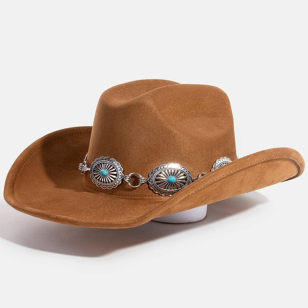 Turquoise Stud Concho Belt Western Cowboy Hat: SBK